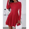 imageBTFBM Fall Dresses for Women 2025 Elegant Classy Flowy A Line Long Sleeve Business Homecoming Cocktail Sweater DressRed