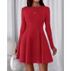 imageBTFBM Fall Dresses for Women 2025 Elegant Classy Flowy A Line Long Sleeve Business Homecoming Cocktail Sweater DressRed