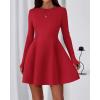 imageBTFBM Fall Dresses for Women 2025 Elegant Classy Flowy A Line Long Sleeve Business Homecoming Cocktail Sweater DressRed
