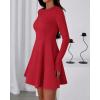 imageBTFBM Fall Dresses for Women 2025 Elegant Classy Flowy A Line Long Sleeve Business Homecoming Cocktail Sweater DressRed