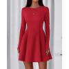 imageBTFBM Fall Dresses for Women 2025 Elegant Classy Flowy A Line Long Sleeve Business Homecoming Cocktail Sweater DressRed