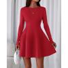 imageBTFBM Fall Dresses for Women 2025 Elegant Classy Flowy A Line Long Sleeve Business Homecoming Cocktail Sweater DressRed