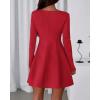imageBTFBM Fall Dresses for Women 2025 Elegant Classy Flowy A Line Long Sleeve Business Homecoming Cocktail Sweater DressRed