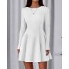 imageBTFBM Fall Dresses for Women 2025 Elegant Classy Flowy A Line Long Sleeve Business Homecoming Cocktail Sweater DressWhite