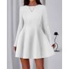 imageBTFBM Fall Dresses for Women 2025 Elegant Classy Flowy A Line Long Sleeve Business Homecoming Cocktail Sweater DressWhite