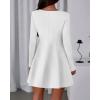 imageBTFBM Fall Dresses for Women 2025 Elegant Classy Flowy A Line Long Sleeve Business Homecoming Cocktail Sweater DressWhite