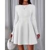 imageBTFBM Fall Dresses for Women 2025 Elegant Classy Flowy A Line Long Sleeve Business Homecoming Cocktail Sweater DressWhite