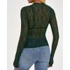imageBTFBM Lace Tops for Women 2025 See Through Mesh Top Crew Neck Long Sleeve Fitted Sheer Party Club Outfits Fall FashionDark Green