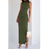 imageBTFBM Summer Two Piece Skirt Set for Women 2025 Dressy Lightweight Sleeveless Knit Top Going Out Split Maxi Skirt SetArmy Green