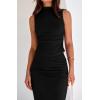 imageBTFBM Summer Two Piece Skirt Set for Women 2025 Dressy Lightweight Sleeveless Knit Top Going Out Split Maxi Skirt SetBlack