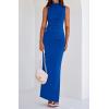 imageBTFBM Summer Two Piece Skirt Set for Women 2025 Dressy Lightweight Sleeveless Knit Top Going Out Split Maxi Skirt SetRoyal Blue