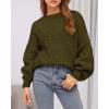 imageBTFBM Sweaters for Women Fall 2025 Crew Neck Lantern Long Sleeve Oversized Sweater Casual Knit Winter Pullover TopsArmy Green
