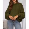 imageBTFBM Sweaters for Women Fall 2025 Crew Neck Lantern Long Sleeve Oversized Sweater Casual Knit Winter Pullover TopsArmy Green