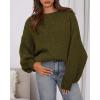 imageBTFBM Sweaters for Women Fall 2025 Crew Neck Lantern Long Sleeve Oversized Sweater Casual Knit Winter Pullover TopsArmy Green