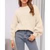 imageBTFBM Sweaters for Women Fall 2025 Crew Neck Lantern Long Sleeve Oversized Sweater Casual Knit Winter Pullover TopsBeige