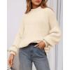 imageBTFBM Sweaters for Women Fall 2025 Crew Neck Lantern Long Sleeve Oversized Sweater Casual Knit Winter Pullover TopsBeige