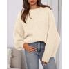 imageBTFBM Sweaters for Women Fall 2025 Crew Neck Lantern Long Sleeve Oversized Sweater Casual Knit Winter Pullover TopsBeige