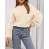imageBTFBM Sweaters for Women Fall 2025 Crew Neck Lantern Long Sleeve Oversized Sweater Casual Knit Winter Pullover TopsBeige