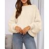 imageBTFBM Sweaters for Women Fall 2025 Crew Neck Lantern Long Sleeve Oversized Sweater Casual Knit Winter Pullover TopsBeige