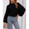 imageBTFBM Sweaters for Women Fall 2025 Crew Neck Lantern Long Sleeve Oversized Sweater Casual Knit Winter Pullover TopsBlack