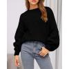 imageBTFBM Sweaters for Women Fall 2025 Crew Neck Lantern Long Sleeve Oversized Sweater Casual Knit Winter Pullover TopsBlack
