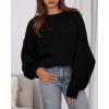 imageBTFBM Sweaters for Women Fall 2025 Crew Neck Lantern Long Sleeve Oversized Sweater Casual Knit Winter Pullover TopsBlack