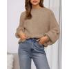 imageBTFBM Sweaters for Women Fall 2025 Crew Neck Lantern Long Sleeve Oversized Sweater Casual Knit Winter Pullover TopsKhaki