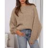 imageBTFBM Sweaters for Women Fall 2025 Crew Neck Lantern Long Sleeve Oversized Sweater Casual Knit Winter Pullover TopsKhaki
