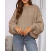 imageBTFBM Sweaters for Women Fall 2025 Crew Neck Lantern Long Sleeve Oversized Sweater Casual Knit Winter Pullover TopsKhaki