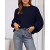 imageBTFBM Sweaters for Women Fall 2025 Crew Neck Lantern Long Sleeve Oversized Sweater Casual Knit Winter Pullover TopsNavy