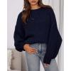 imageBTFBM Sweaters for Women Fall 2025 Crew Neck Lantern Long Sleeve Oversized Sweater Casual Knit Winter Pullover TopsNavy