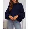 imageBTFBM Sweaters for Women Fall 2025 Crew Neck Lantern Long Sleeve Oversized Sweater Casual Knit Winter Pullover TopsNavy
