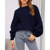 imageBTFBM Sweaters for Women Fall 2025 Crew Neck Lantern Long Sleeve Oversized Sweater Casual Knit Winter Pullover TopsNavy