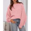 imageBTFBM Sweaters for Women Fall 2025 Crew Neck Lantern Long Sleeve Oversized Sweater Casual Knit Winter Pullover TopsPink