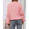 imageBTFBM Sweaters for Women Fall 2025 Crew Neck Lantern Long Sleeve Oversized Sweater Casual Knit Winter Pullover TopsPink