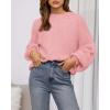 imageBTFBM Sweaters for Women Fall 2025 Crew Neck Lantern Long Sleeve Oversized Sweater Casual Knit Winter Pullover TopsPink