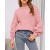 imageBTFBM Sweaters for Women Fall 2025 Crew Neck Lantern Long Sleeve Oversized Sweater Casual Knit Winter Pullover TopsPink