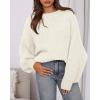 imageBTFBM Sweaters for Women Fall 2025 Crew Neck Lantern Long Sleeve Oversized Sweater Casual Knit Winter Pullover TopsWhite