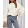 imageBTFBM Sweaters for Women Fall 2025 Crew Neck Lantern Long Sleeve Oversized Sweater Casual Knit Winter Pullover TopsWhite
