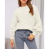 imageBTFBM Sweaters for Women Fall 2025 Crew Neck Lantern Long Sleeve Oversized Sweater Casual Knit Winter Pullover TopsWhite