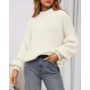 imageBTFBM Sweaters for Women Fall 2025 Crew Neck Lantern Long Sleeve Oversized Sweater Casual Knit Winter Pullover TopsWhite