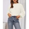 imageBTFBM Sweaters for Women Fall 2025 Crew Neck Lantern Long Sleeve Oversized Sweater Casual Knit Winter Pullover TopsWhite