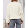 imageBTFBM Sweaters for Women Fall 2025 Crew Neck Lantern Long Sleeve Oversized Sweater Casual Knit Winter Pullover TopsWhite