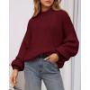 imageBTFBM Sweaters for Women Fall 2025 Crew Neck Lantern Long Sleeve Oversized Sweater Casual Knit Winter Pullover TopsWine Red