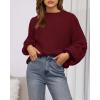 imageBTFBM Sweaters for Women Fall 2025 Crew Neck Lantern Long Sleeve Oversized Sweater Casual Knit Winter Pullover TopsWine Red