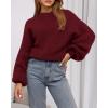 imageBTFBM Sweaters for Women Fall 2025 Crew Neck Lantern Long Sleeve Oversized Sweater Casual Knit Winter Pullover TopsWine Red