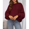 imageBTFBM Sweaters for Women Fall 2025 Crew Neck Lantern Long Sleeve Oversized Sweater Casual Knit Winter Pullover TopsWine Red