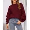 imageBTFBM Sweaters for Women Fall 2025 Crew Neck Lantern Long Sleeve Oversized Sweater Casual Knit Winter Pullover TopsWine Red