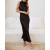 imageBTFBM Women Sleeveless Cocktail Dresses Fall Mock Neck Keyhole Elastic High Waist Evening Party Maxi Wedding Guest DressBlack