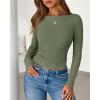 imageBTFBM Womens Long Sleeve T Shirts Fall Clothes 2025 Ribbed Slim Fit Y2K Boat Neck Casual Going Out Tops Workout OutfitsArmy Green